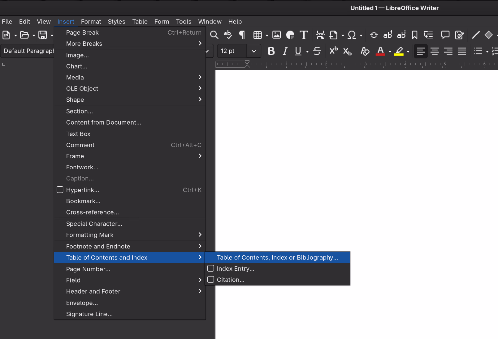 LibreOffice - inserting references
