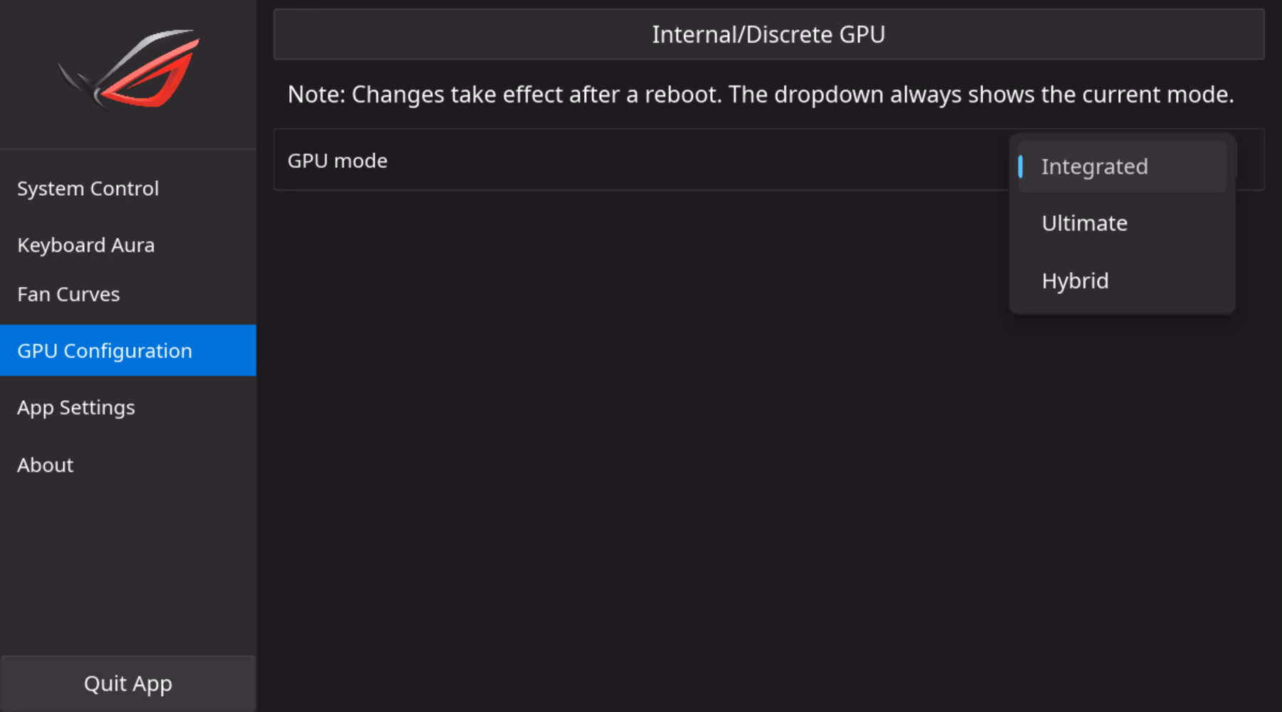ROG Control Center - GPU switching