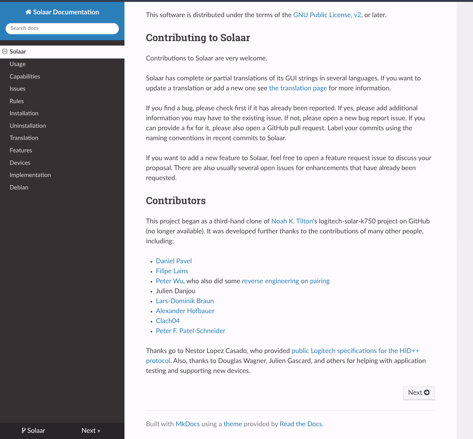 Solaar package page in the CachyOS repository