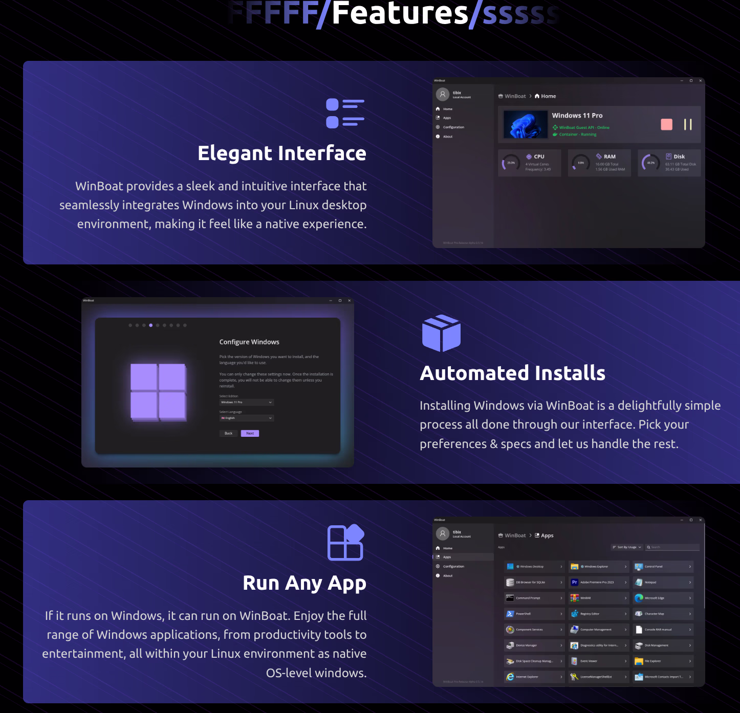 WinBoat feature overview from the project website